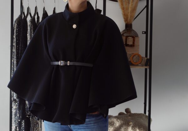Cape poncho avec ceinture "Ebène"