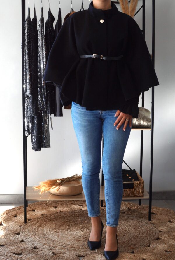 Cape poncho avec ceinture "Ebène" – Image 3